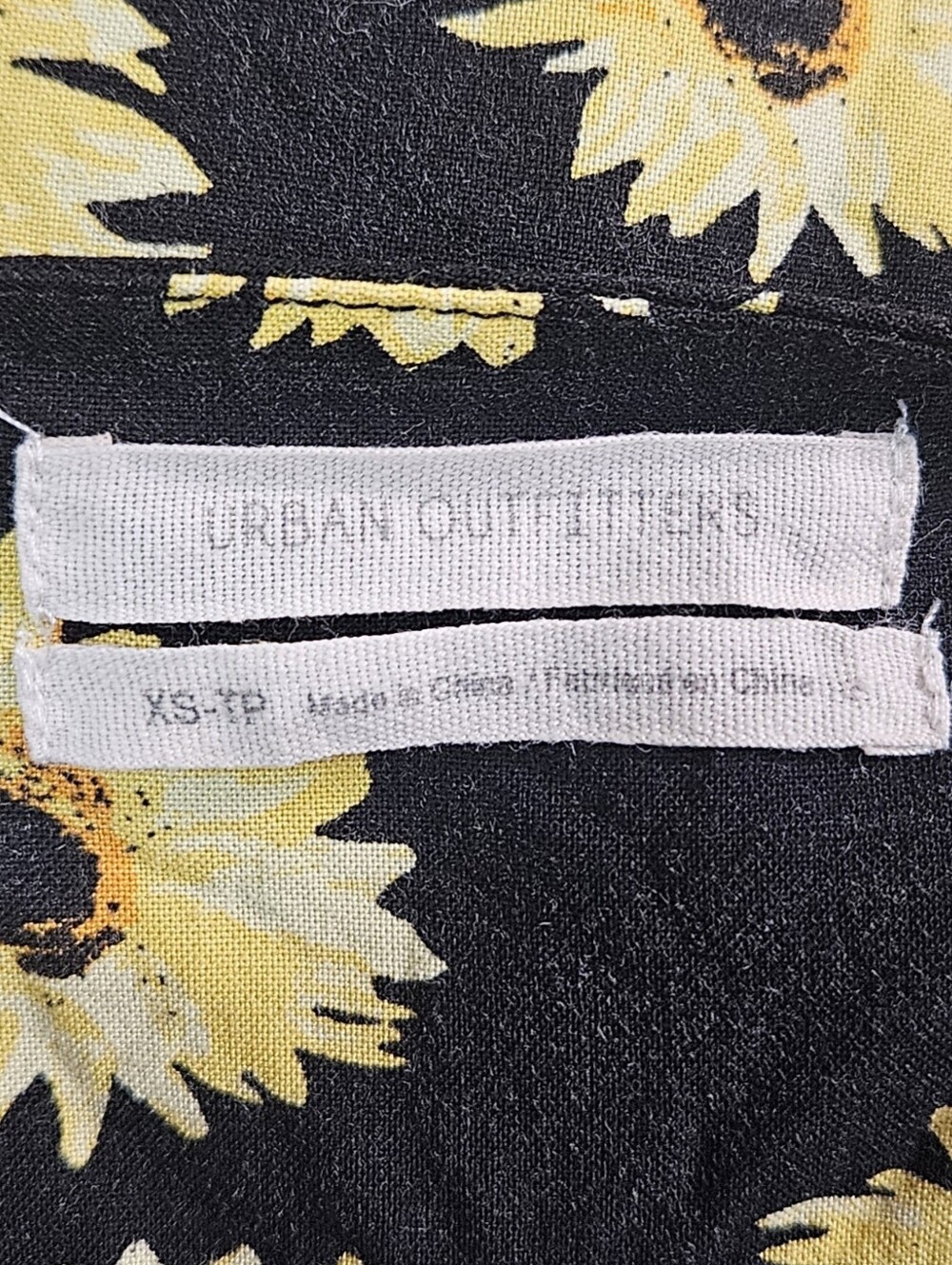Urban Outfitters Sunflower Print Mini Dress XS Black Floral Slip - Picture 11 of 12